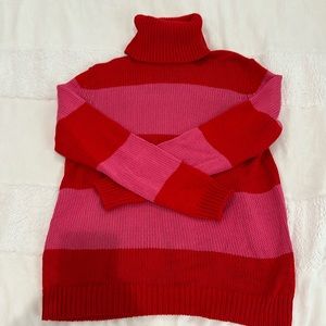Red/Pink cable knit sweater. -L